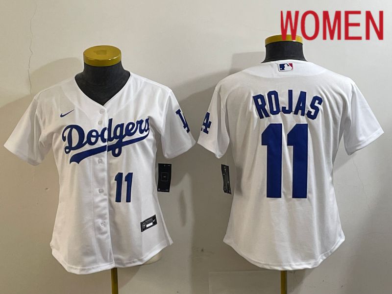 Women Los Angeles Dodgers 11 Rojas White Game 2024 Nike MLB Jersey style 3